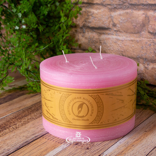 Большая свеча с тремя фитилями Ливорно Рустик 105*150 мм розовая Омский Свечной