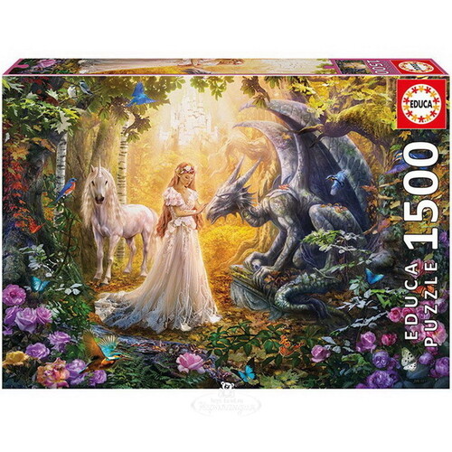 Пазл-репродукция Дракон, принцесса и единорог, 1500 элементов Educa
