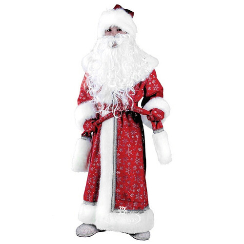 Карнавальный костюм Дед Мороз Плюшевый красный, рост 128 см Батик