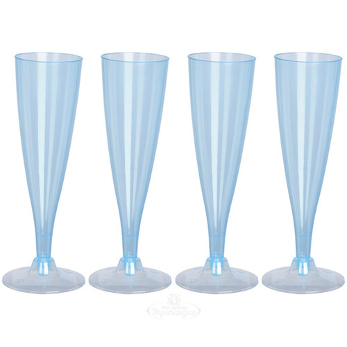 Пластиковые бокалы для шампанского Festival Blue 24 см, 4 шт, 150 мл Koopman