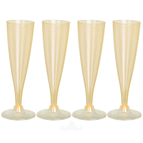 Пластиковые бокалы для шампанского Festival Yellow 24 см, 4 шт, 150 мл Koopman