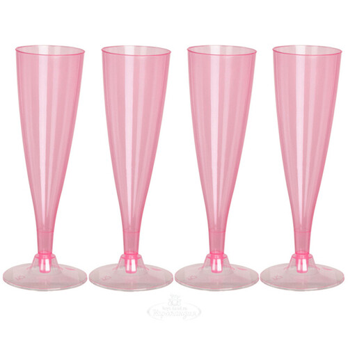 Пластиковые бокалы для шампанского Festival Pink 24 см, 4 шт, 150 мл Koopman