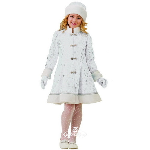 Карнавальный костюм Снегурочка Плюшевая белый, рост 134 см Батик