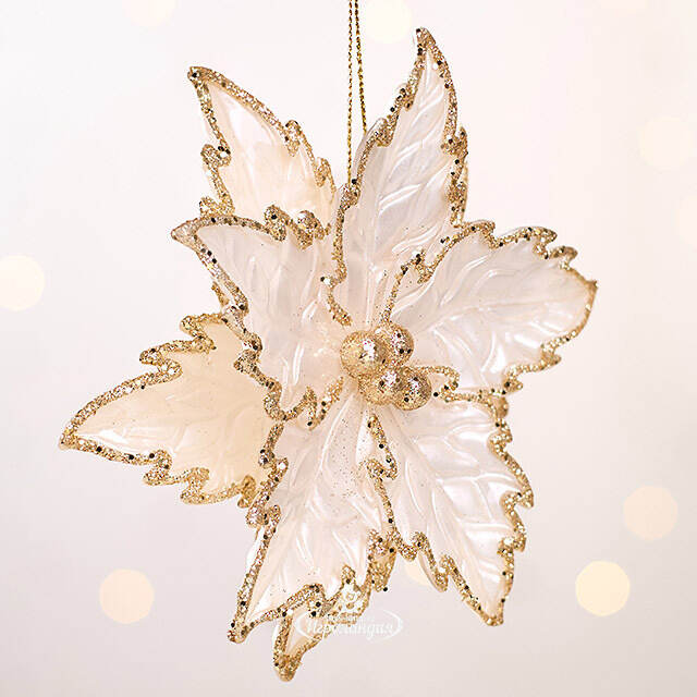 Елочная игрушка Пуансеттия Жемчужина 13 см, подвеска Forest Market