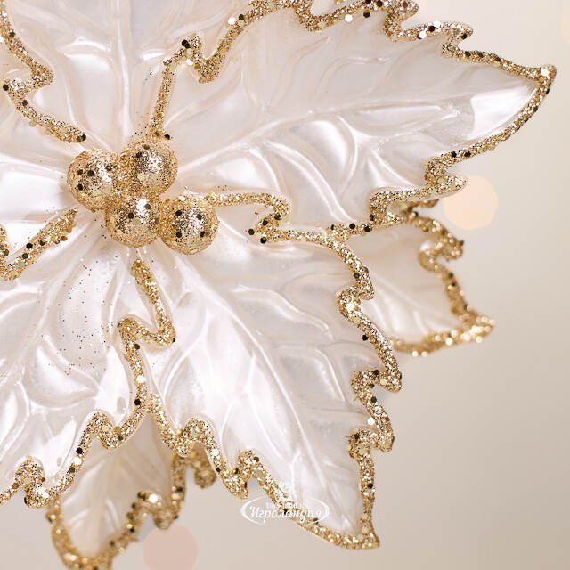 Елочная игрушка Пуансеттия Жемчужина 13 см, подвеска Forest Market