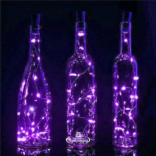 Гирлянда-пробка для бутылки Violet Lights 1 м, 10 фиолетовых LED ламп, на батарейках, IP20 Serpantin