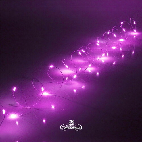 Светодиодная гирлянда на батарейках Роса, 3 м, 30 фиолетовых LED ламп, серебряная проволока, IP20 Serpantin