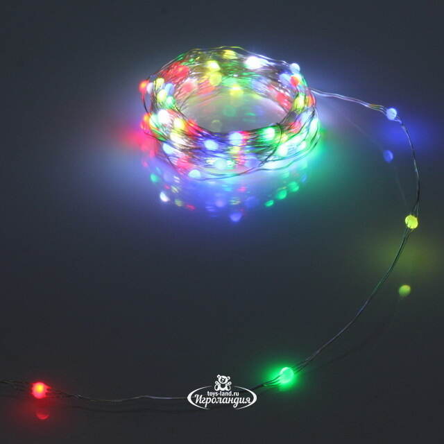 Светодиодная USB-гирлянда Роса Magnificent 20 м, 200 разноцветных RGB LED, серебряная проволока, пульт управления, таймер, IP20 Serpantin