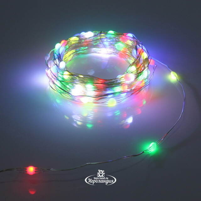 Светодиодная USB-гирлянда Роса Magnificent 20 м, 200 разноцветных RGB LED, серебряная проволока, пульт управления, таймер, IP20 Serpantin