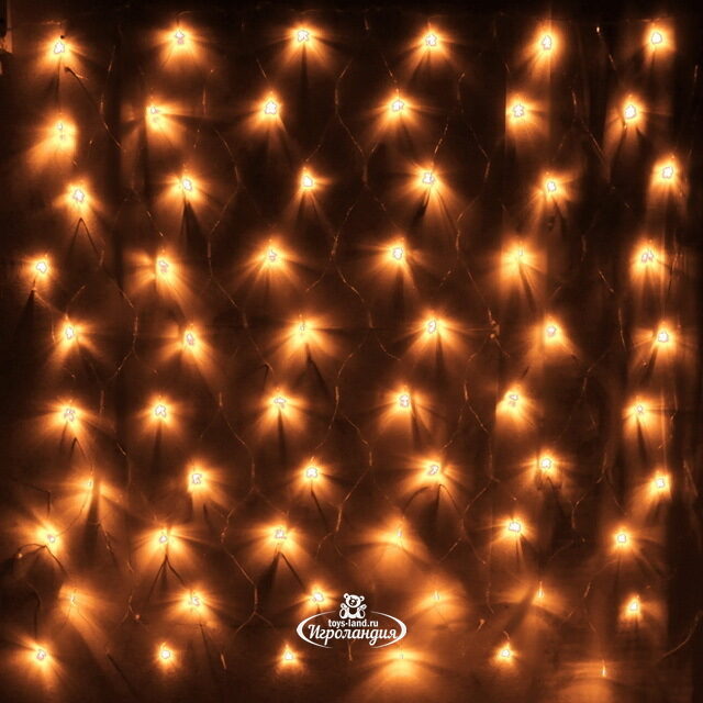 Светодиодная гирлянда сетка 1.5*1.5 м, 120 теплых белых LED ламп, прозрачный ПВХ, контроллер, IP20 Serpantin (Серпантин)