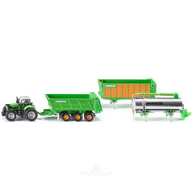 Трактор Deutz X720 с набором прицепов, 1:87, 28 см SIKU