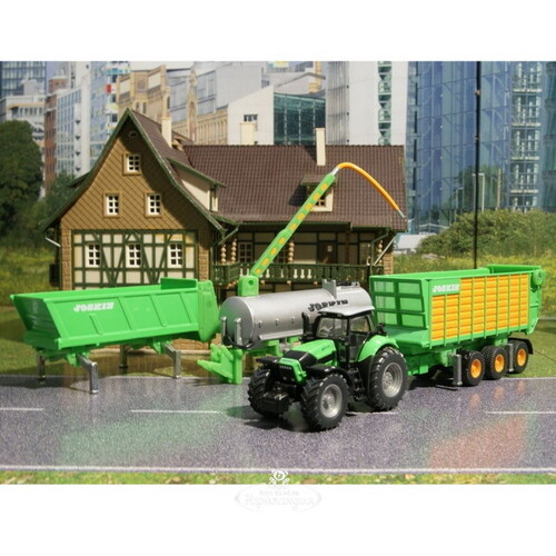 Трактор Deutz X720 с набором прицепов, 1:87, 28 см SIKU