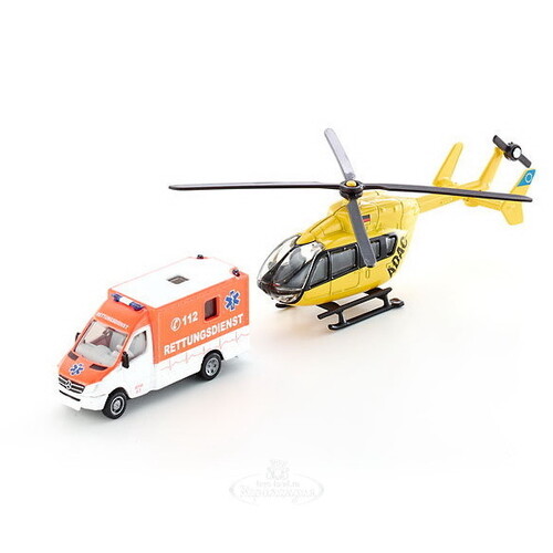 Игровой набор Фургон скорой помощи и вертолет 1:87 SIKU