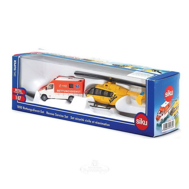 Игровой набор Фургон скорой помощи и вертолет 1:87 SIKU (Сику)