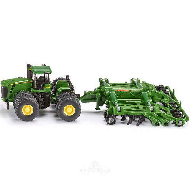 Трактор John Deere 9630 c прицепом-плугом 1:87, 19 см SIKU