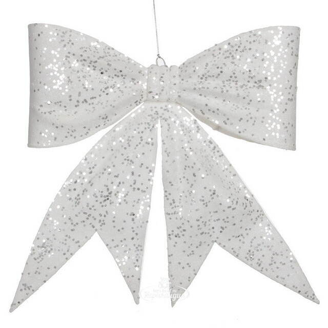 Елочная игрушка Бант с блестками 36*33 см белый Edelman