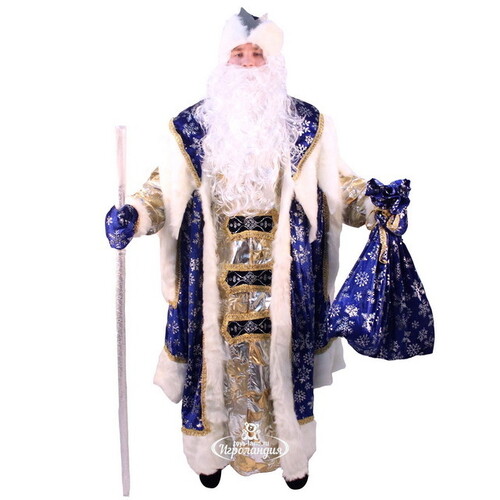 Карнавальный костюм для взрослых Дед Мороз Королевский, синий, 54-56 размер Батик