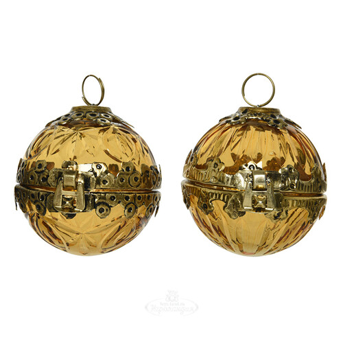 Винтажный елочный шар Шкатулка - Isidora Ambre 9 см, стекло Kaemingk