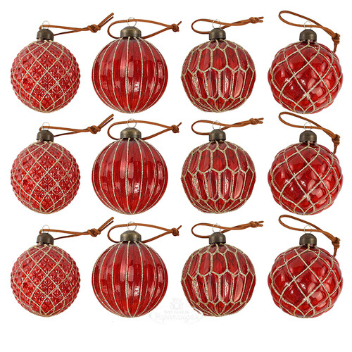 Набор стеклянных шаров Red Odyssey 8 см, 12 шт Winter Deco