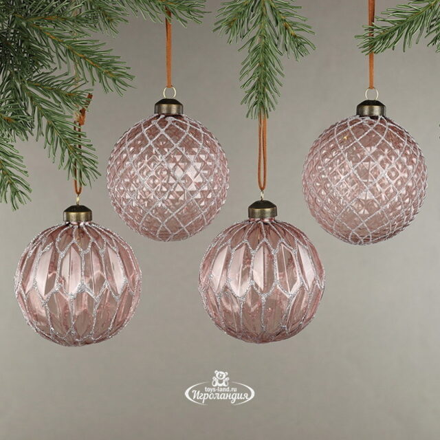 Набор стеклянных шаров Antique Rose 10 см, 4 шт Winter Deco