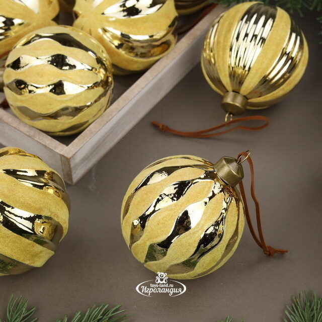 Набор стеклянных шаров Marbre Gold 8 см, 12 шт Winter Deco