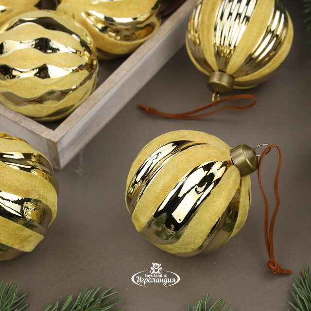 Набор стеклянных шаров Marbre Gold 8 см, 12 шт Winter Deco