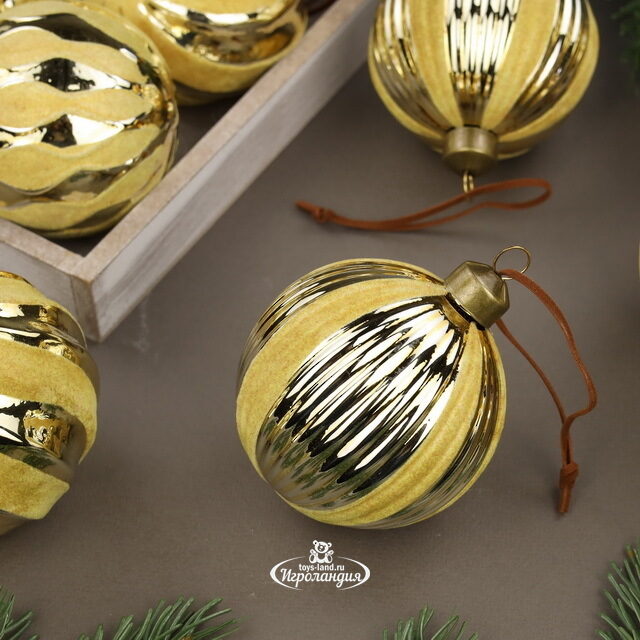 Набор стеклянных шаров Marbre Gold 8 см, 12 шт Winter Deco