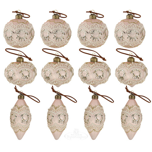 Набор стеклянных шаров Madame de Verneville 8-12 см, 12 шт Winter Deco
