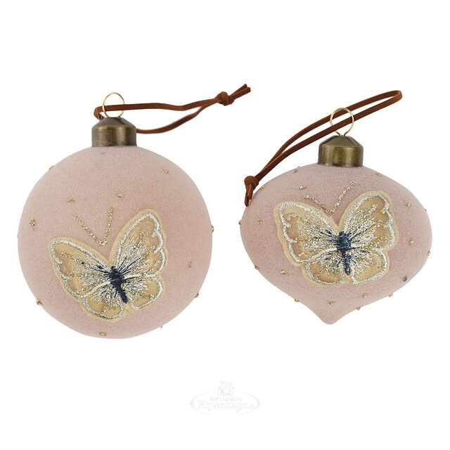 Набор стеклянных шаров Farfalle Velluto Rose 8 см, 12 шт Winter Deco