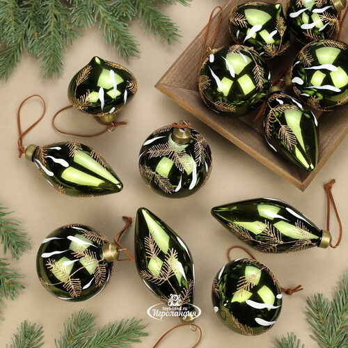 Набор стеклянных шаров Olive Ramo 8-12 см, 12 шт Winter Deco