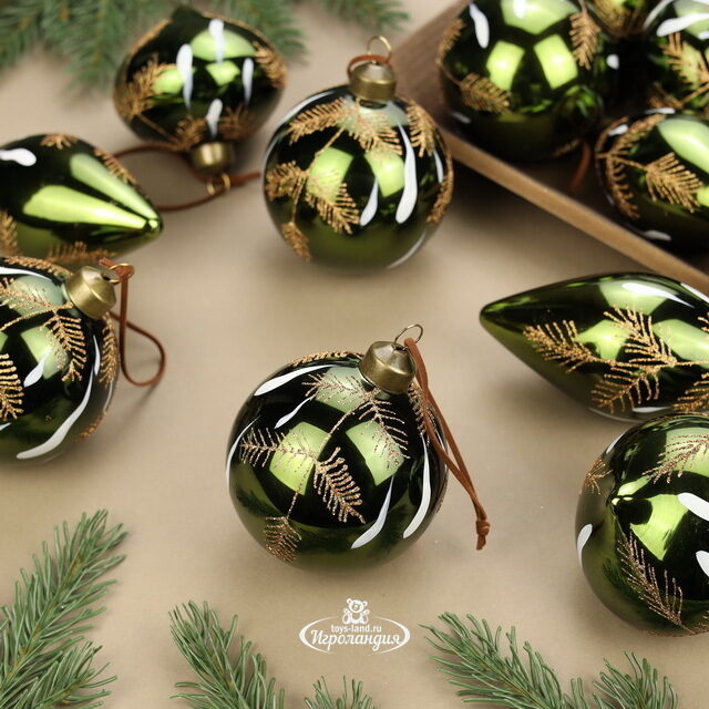 Набор стеклянных шаров Olive Ramo 8-12 см, 12 шт Winter Deco