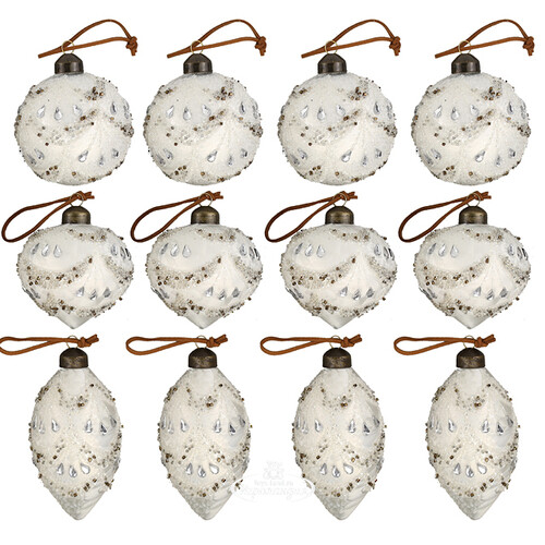 Набор стеклянных шаров Принцесса Жозефина 8-12 см, 12 шт Winter Deco