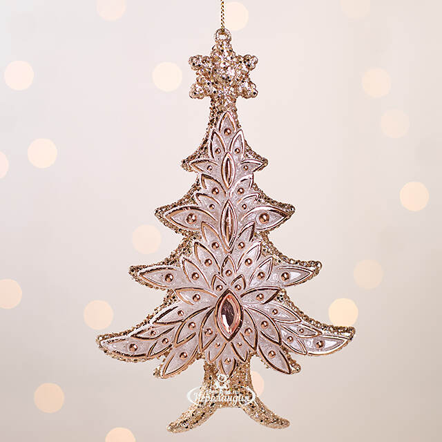 Елочная игрушка В Лесу Родилась Елочка 16 см розовое золото, подвеска Forest Market