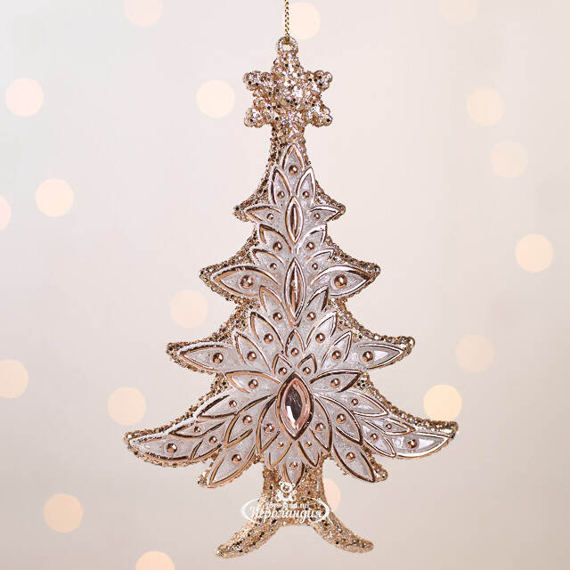 Елочная игрушка В Лесу Родилась Елочка 16 см розовое золото, подвеска Forest Market