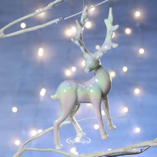 Елочная игрушка Жемчужный Олень Шайни 15 см, подвеска Forest Market