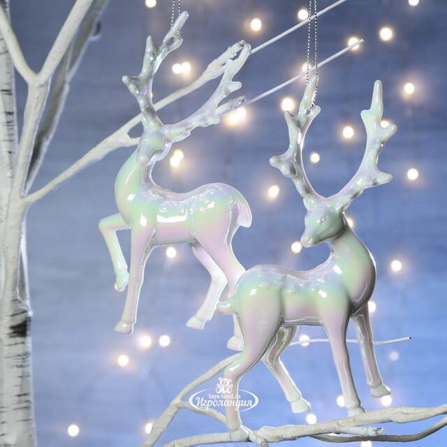 Елочная игрушка Жемчужный Олень Шайни 15 см, подвеска Forest Market