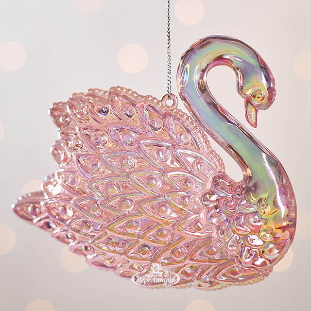 Елочная игрушка Лебединая Песня 12 см розовая, подвеска Forest Market