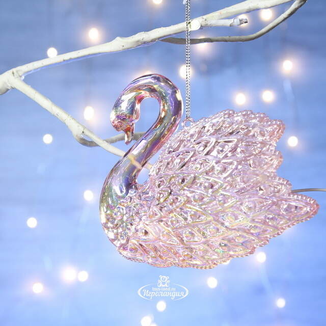 Елочная игрушка Лебединая Песня 12 см розовая, подвеска Forest Market