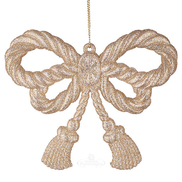 Елочная игрушка Бант - Золотистый Узелок 12 см, подвеска Forest Market