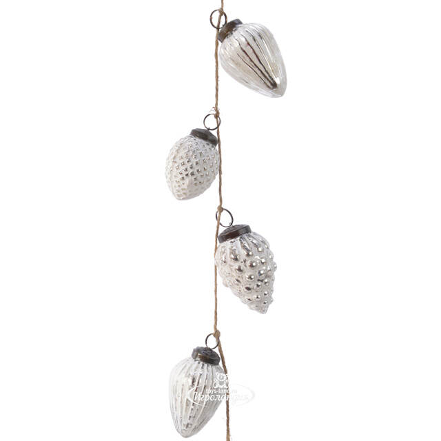 Гирлянда из стеклянных шишек Фантазия 120 см белая Kaemingk