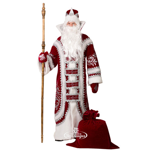 Карнавальный костюм для взрослых Дед Мороз Купеческий бордовый, 54-56 размер Батик