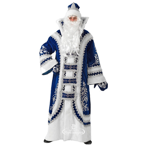 Карнавальный костюм для взрослых Дед Мороз Купеческий синий, 54-56 размер Батик
