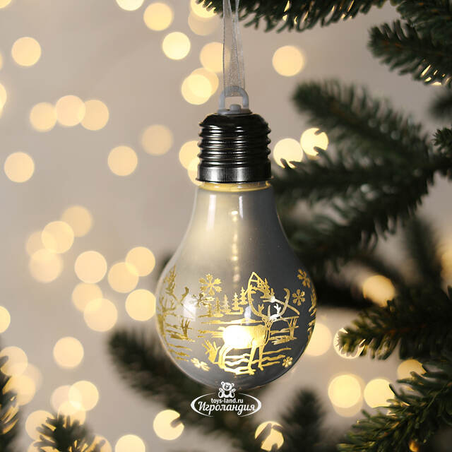 Светящийся елочный шар Лесная Сказка 6 см, теплые белые LED, на батарейках Serpantin