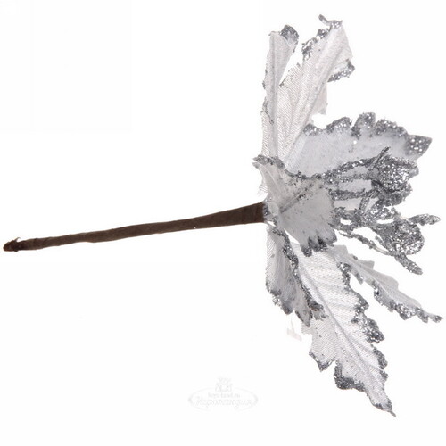 Пуансеттия Чародейка 15 см, серебряная Serpantin