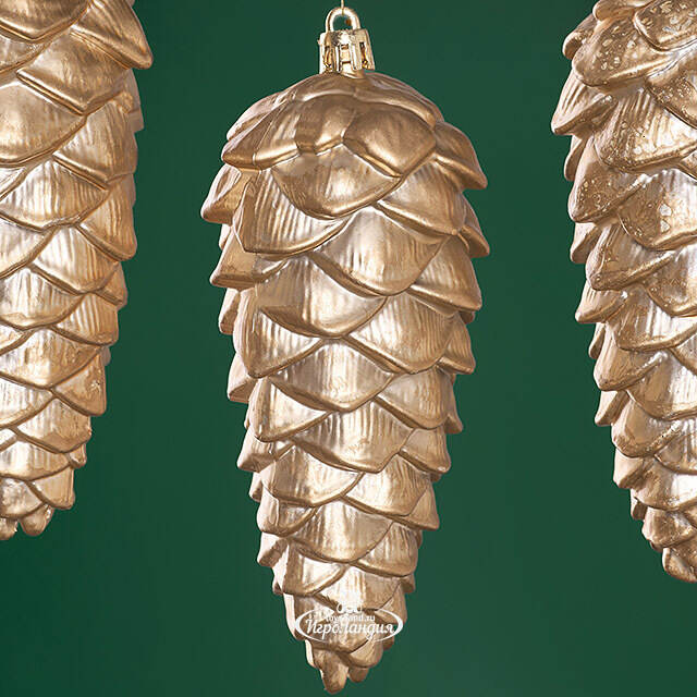 Елочная игрушка Шишка Fattura - Antique Beige 14 см, 3 шт, пластик Winter Deco