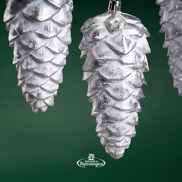 Елочная игрушка Шишка Fattura - Antique White 14 см, 3 шт, пластик, подвеска Winter Deco
