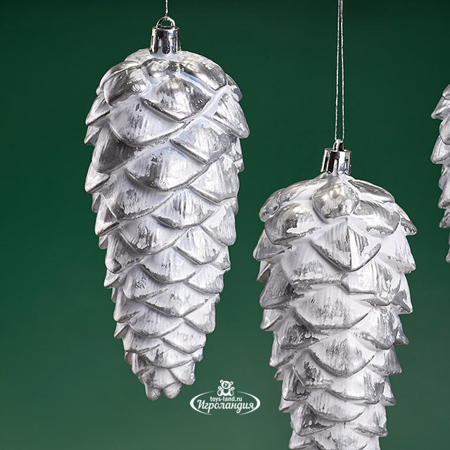 Елочная игрушка Шишка Fattura - Antique White 14 см, 3 шт, пластик, подвеска Winter Deco