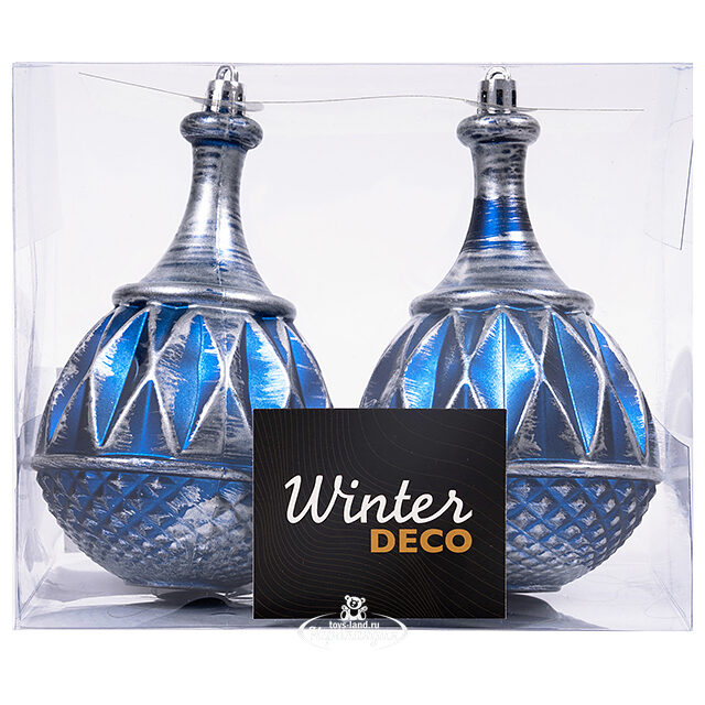 Елочная игрушка Fattura - Antique Blue 8 см, 2 шт, пластик Winter Deco
