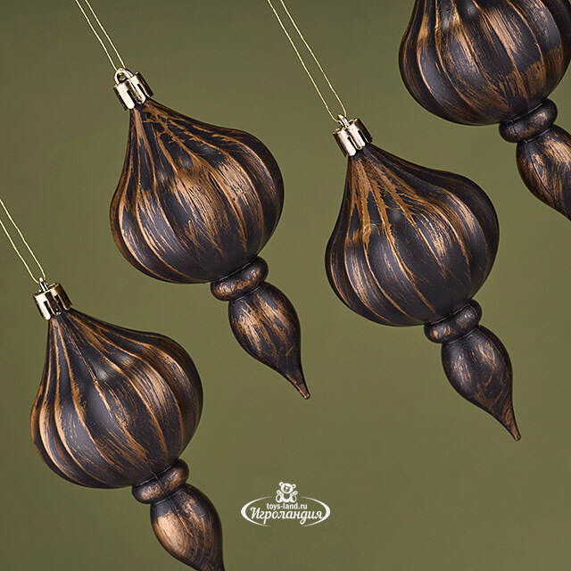 Елочная игрушка Fattura - Antique Brown 12 см, 4 шт, пластик Winter Deco
