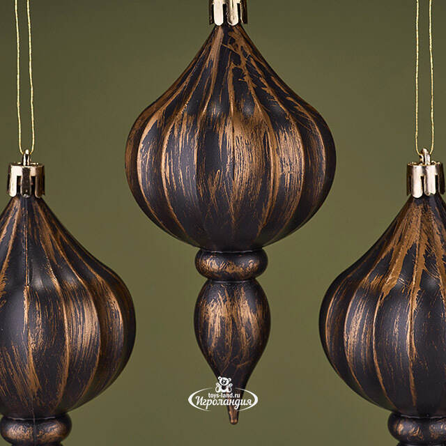 Елочная игрушка Fattura - Antique Brown 12 см, 4 шт, пластик Winter Deco